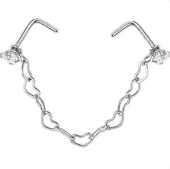 Chaîne de nez, anneau de nez en acier inoxydable, chaîne, clou de nez, décoration, piercing, à travers l’anneau de nez avec chaîne, pour les femmes, les hommes, le nez, le piercing, le clou, narine, bijoux,