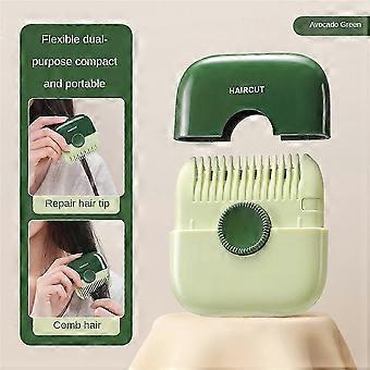 2-in-1 Trimmer Comb,tail Comb,split End Removal Styling Tool, Mini Portable Breakage Tool, Dual-sided With Cover, For Thinning  green