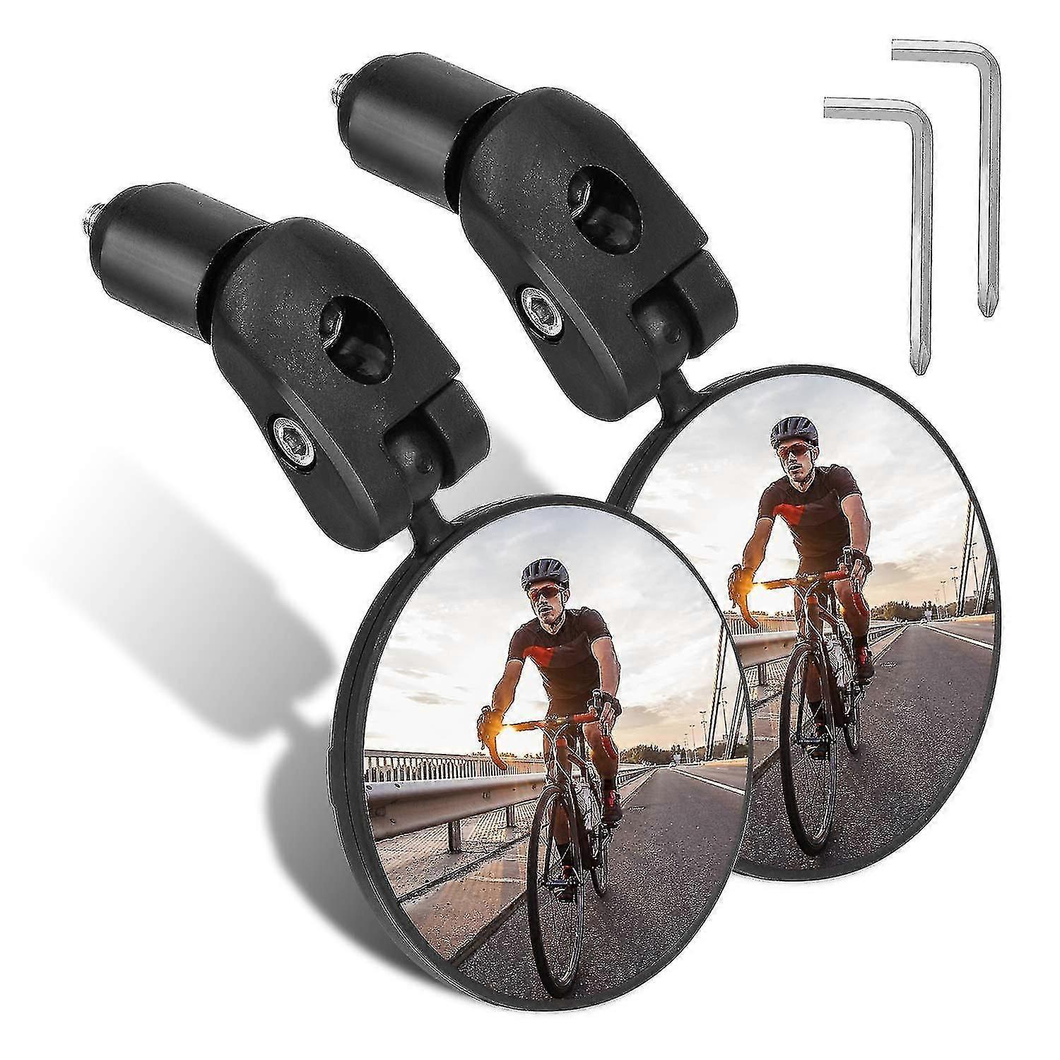Bar End Bike Mirrors, Hd Wide Angle Bicycle Rear View Mirrors, 360 Dregree Adjustable Rotation Handlebar Convex Mirror