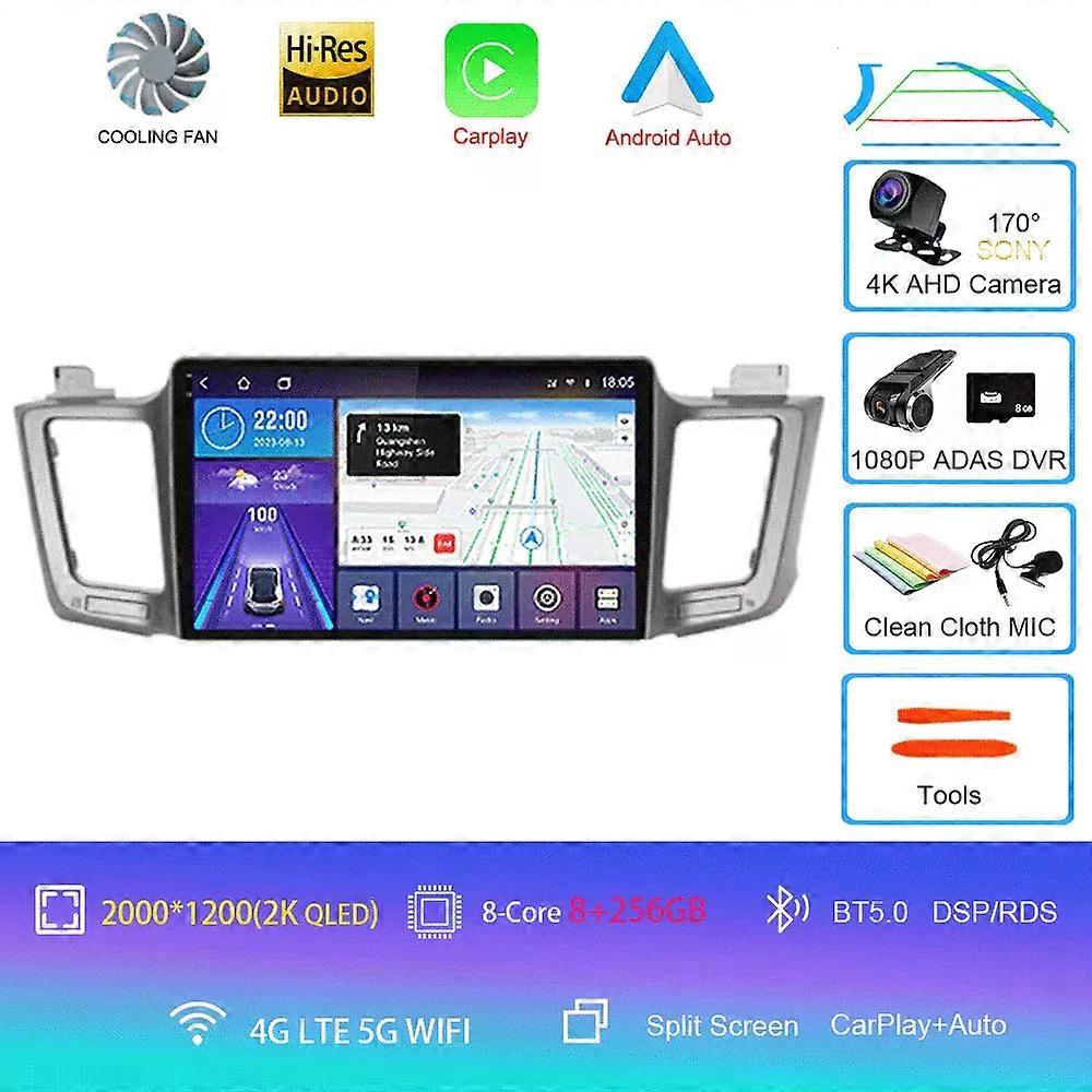Toyota Rav4 Rav 4 Xa40 2012-2019 Carplay Auto Ridio Araba Stereo Multimedya Video Oynatıcı Dsp 48eq Android 14 4g Lte 2 Din Dvd