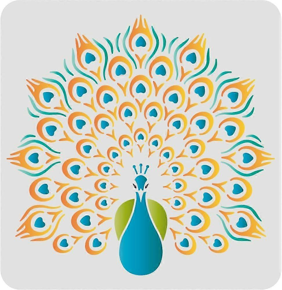1pc Peacock Stencil Template 30x30cm Peacock Painting Stencil Template Reusable DIY Decorative Stencil Template for Painting Drawing on Walls Furnitur