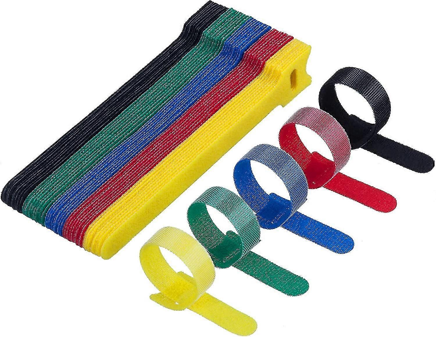 50pcs Reusable Cable Straps Wire Ties - Cable Management Reusable Cord Organizer Cable Ties, Fastening Hook And Loop Wire Wrap Management 6 Inches (mu