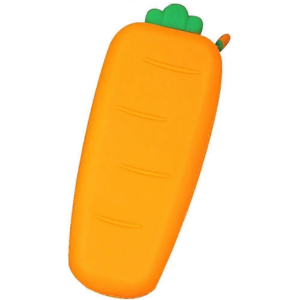 Cute Carrot Pencil Case - Large Capacity Soft Silicone Carrot Pen Pouch Formechanical Pencil,eraser