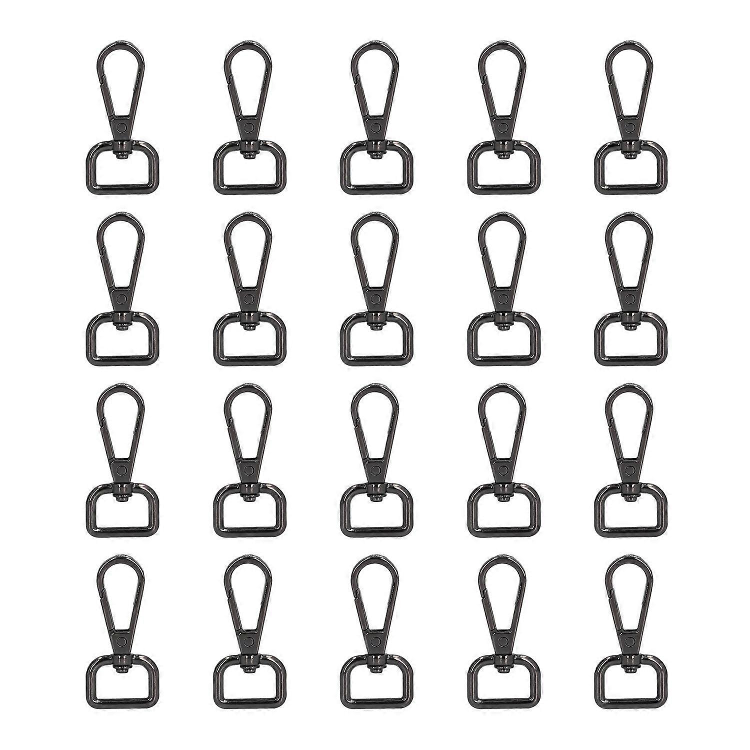 20pcs Lobster Claw Clasps Rotating D Ring Metal Black Lobster Clips for DIY Purse Bag Hammock Keycha