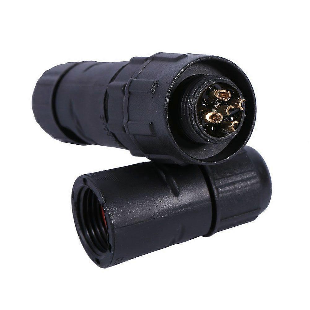 IP68 Waterproof Grade Plug and Socket Electrical Cable Connector Black 5 Pins