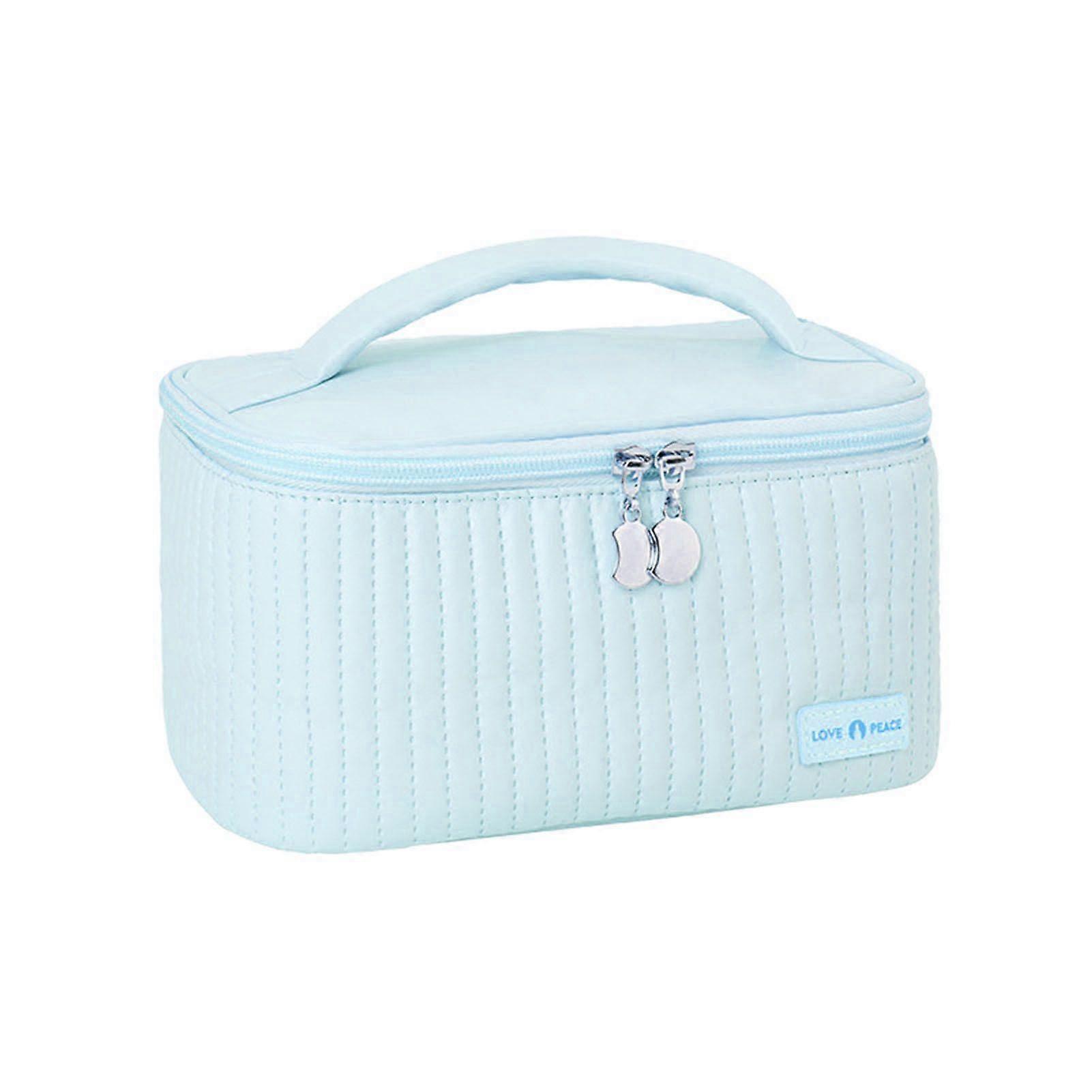 PU Open Lid Cake Shape Make Up Bag Cosmetic Storage Bag Soft Color Portable Makeup Bag Light Blue