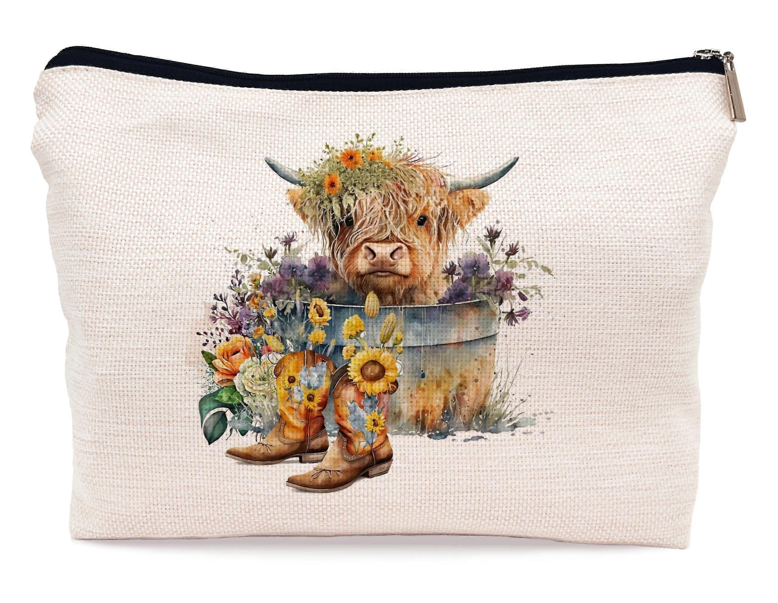 Floral Cowboy Boot Makeup Bag With Expandable Capacity, Boot-Shaped Cosmetic Case, Floral Pattern Makeup Tote