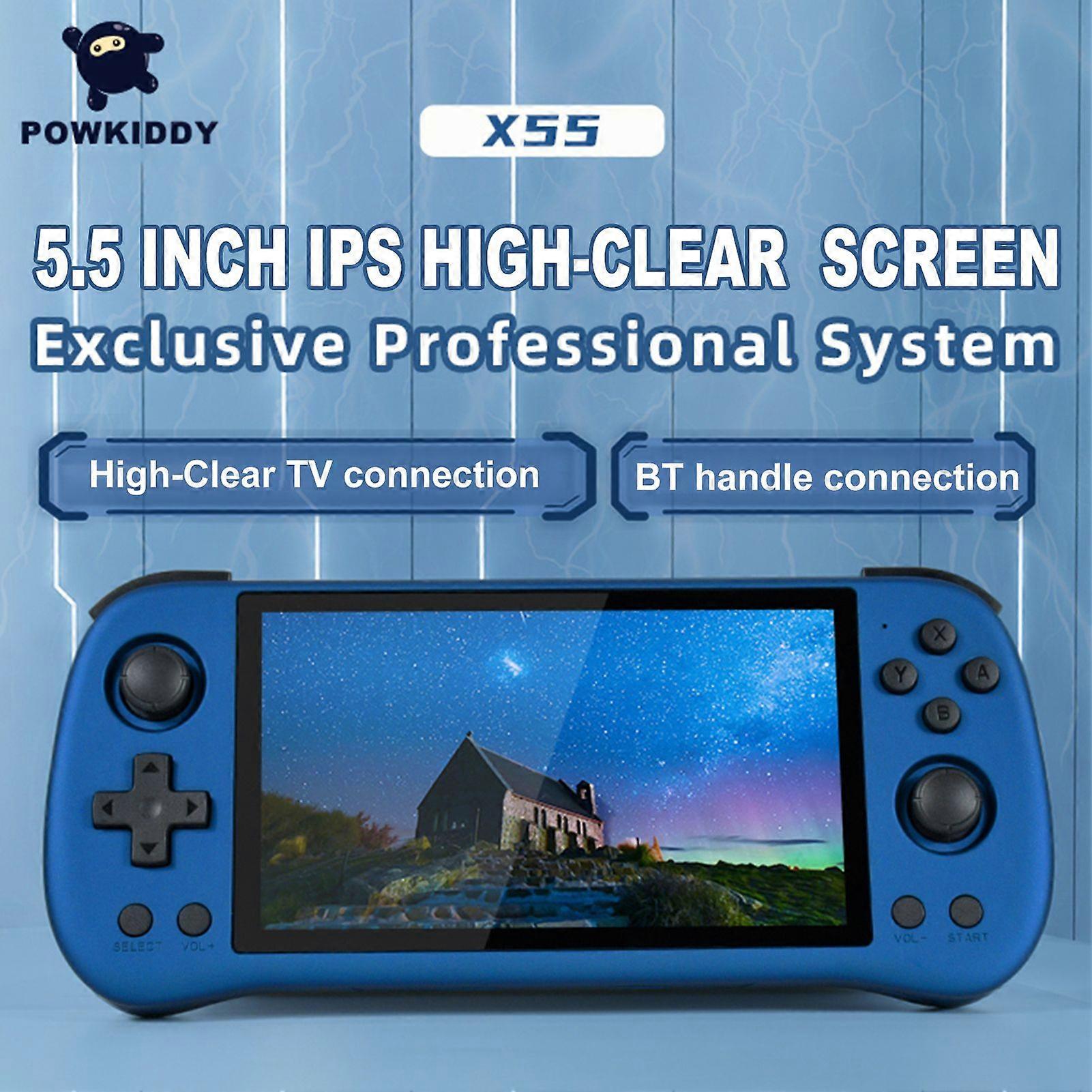Powkiddy Handheld Game 5.5-inch IPS 1280*720 High-clear Screen Exclusive Professional System Game Console Support Massive Simulators Rechargeable Long