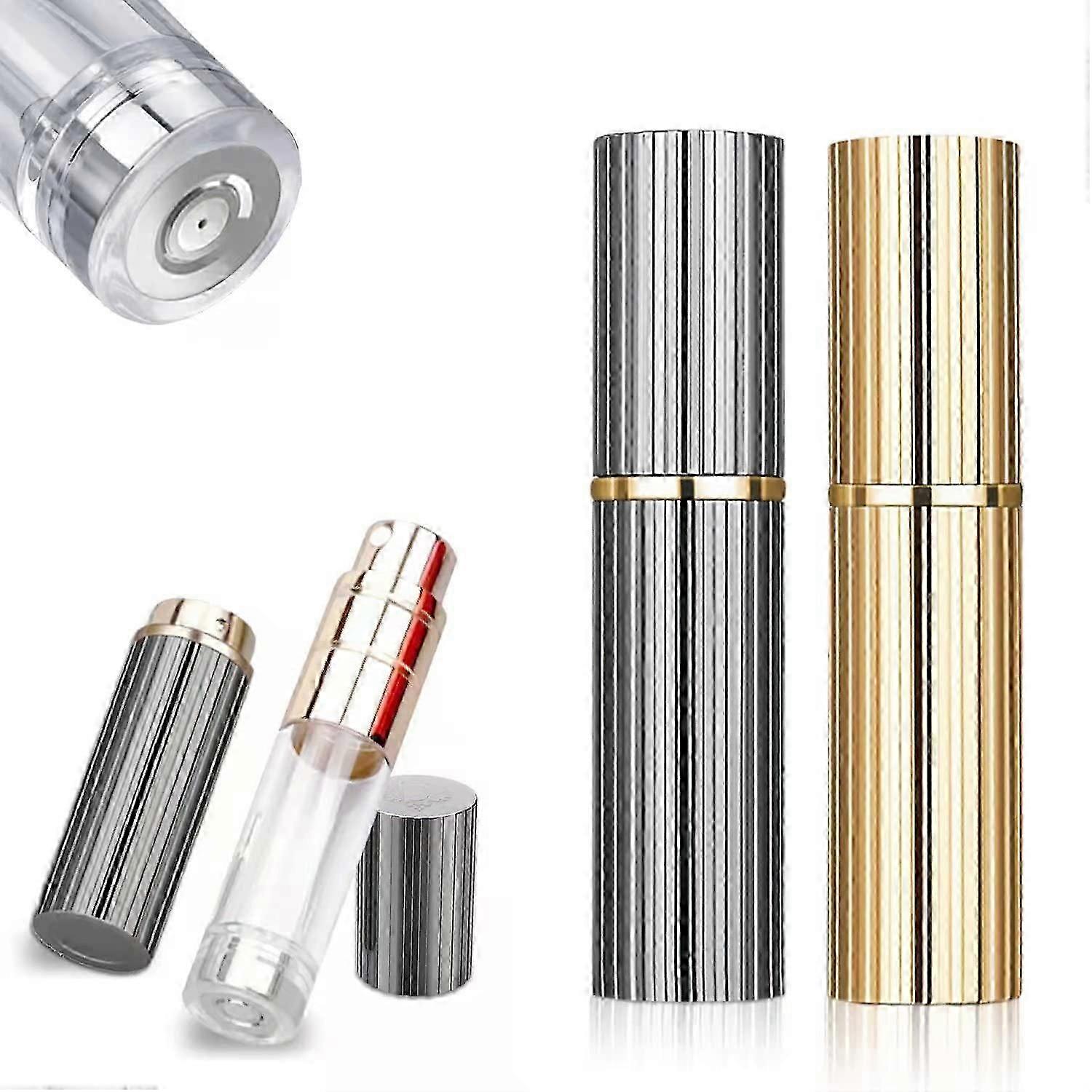 Travel Atomizer Mini Refillable Empty Spray Perfume Bottle 5ml Grey and Gold Portable