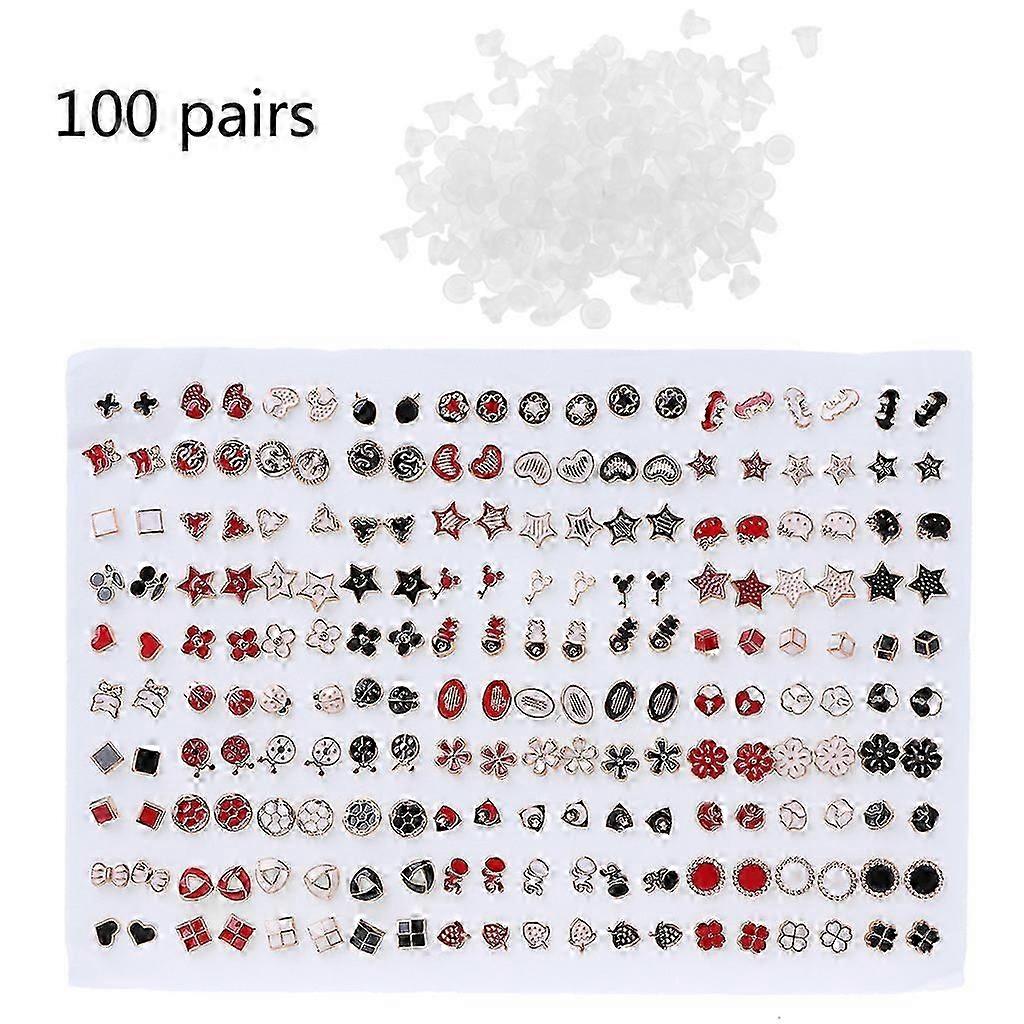 Stud Earrings Set Hypoallergenic Cute Earrings & Acrylic 100 Pairs