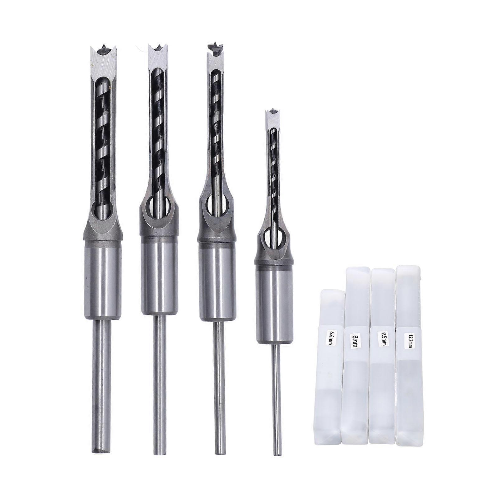 4PCS Woodworking Square Drill Bits Set HSS Wear Resistant 1/4in 5/16in 3/8in 1/2in Countersink Bit