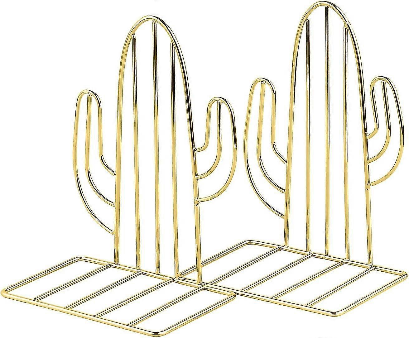 Bookshelf Metal Bookends, Heavy Duty Books Geometric Bookshelf, Decorative Cactus Bookshelf