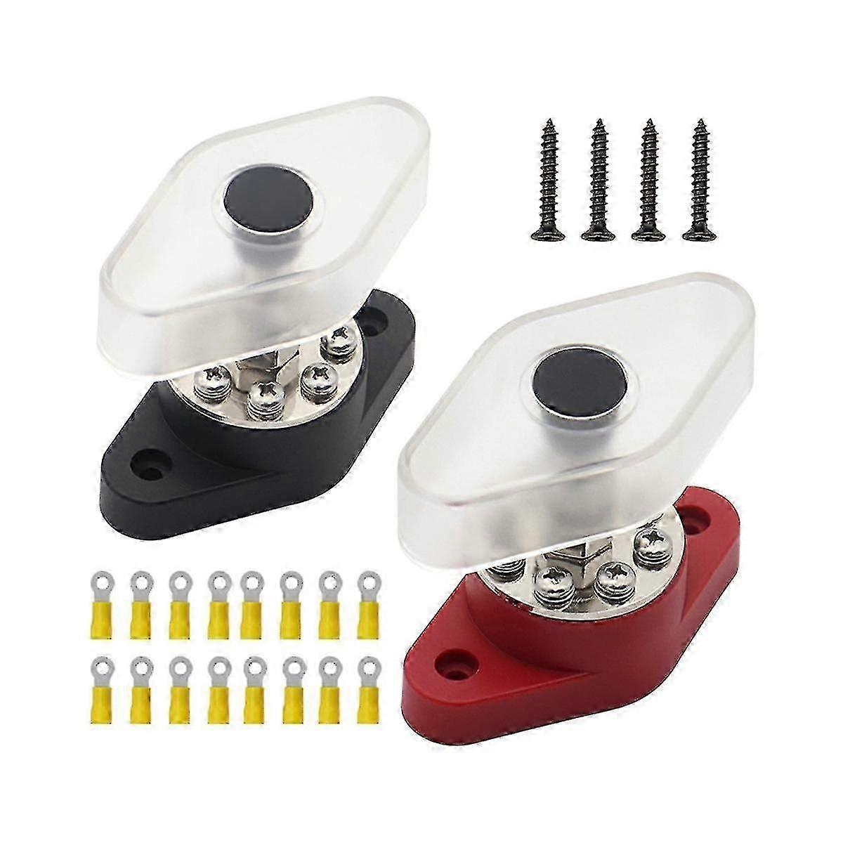 For Line Modification Accessories,red+black Bus Bar 180a High-current Terminal Post With Lid Stud