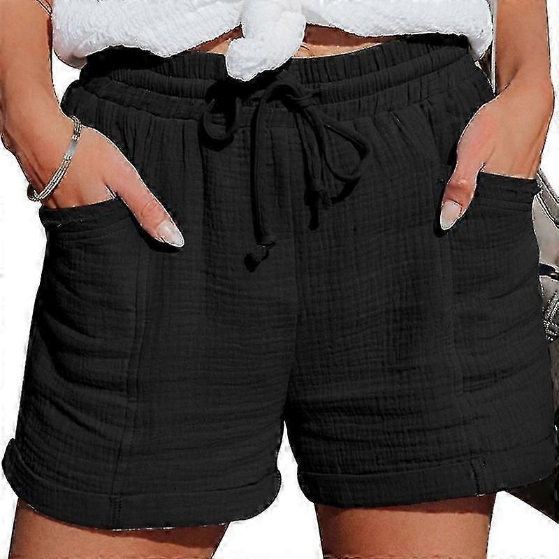 Women Bowknot Tie Waist Summer Casual Shorts With Pockets