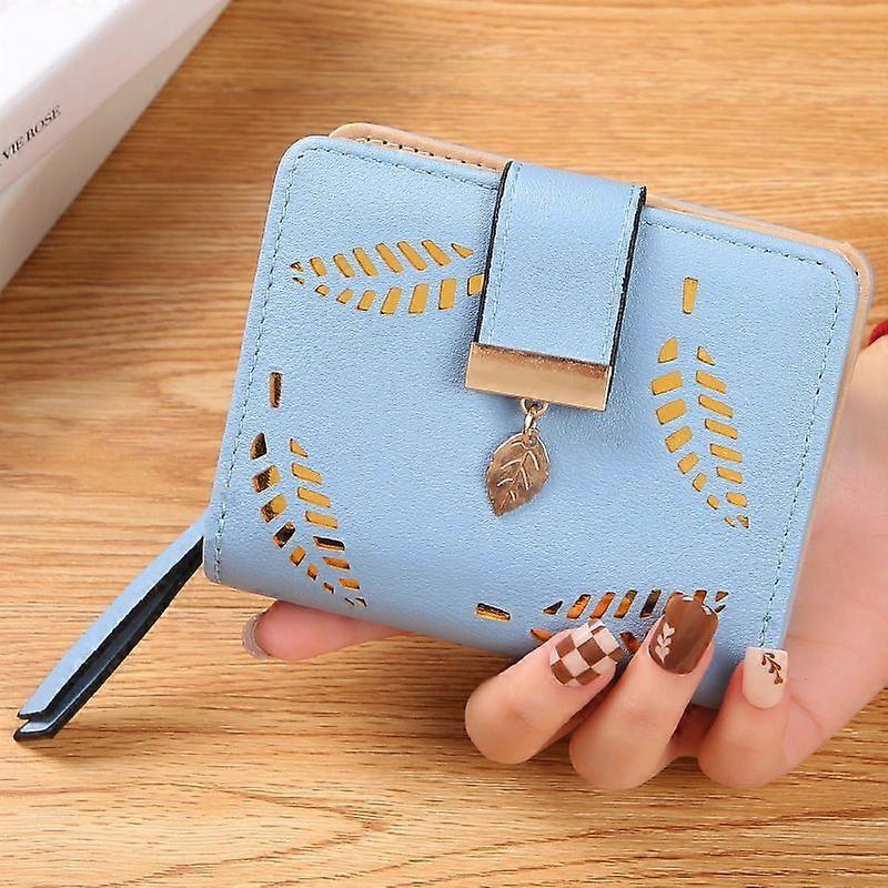 محفظة السيدات محفظة ، حقيبة يد نسائية صغيرة ثنائية الطي من الجلد مع نقود / معرف / حامل بطاقة ائتمان ورقة مجوفة ، السيدات نباتية عملة معدنية محافظ محفظة حقيبة نقود