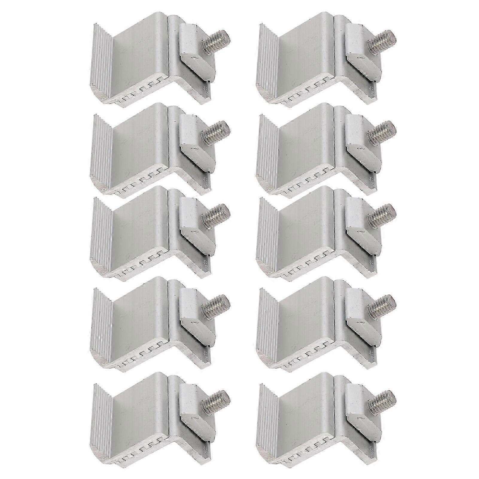 10Pcs Solar Mount Bracket Aluminum Alloy Pressing Block PV Panel Rail End Grounding Clamps