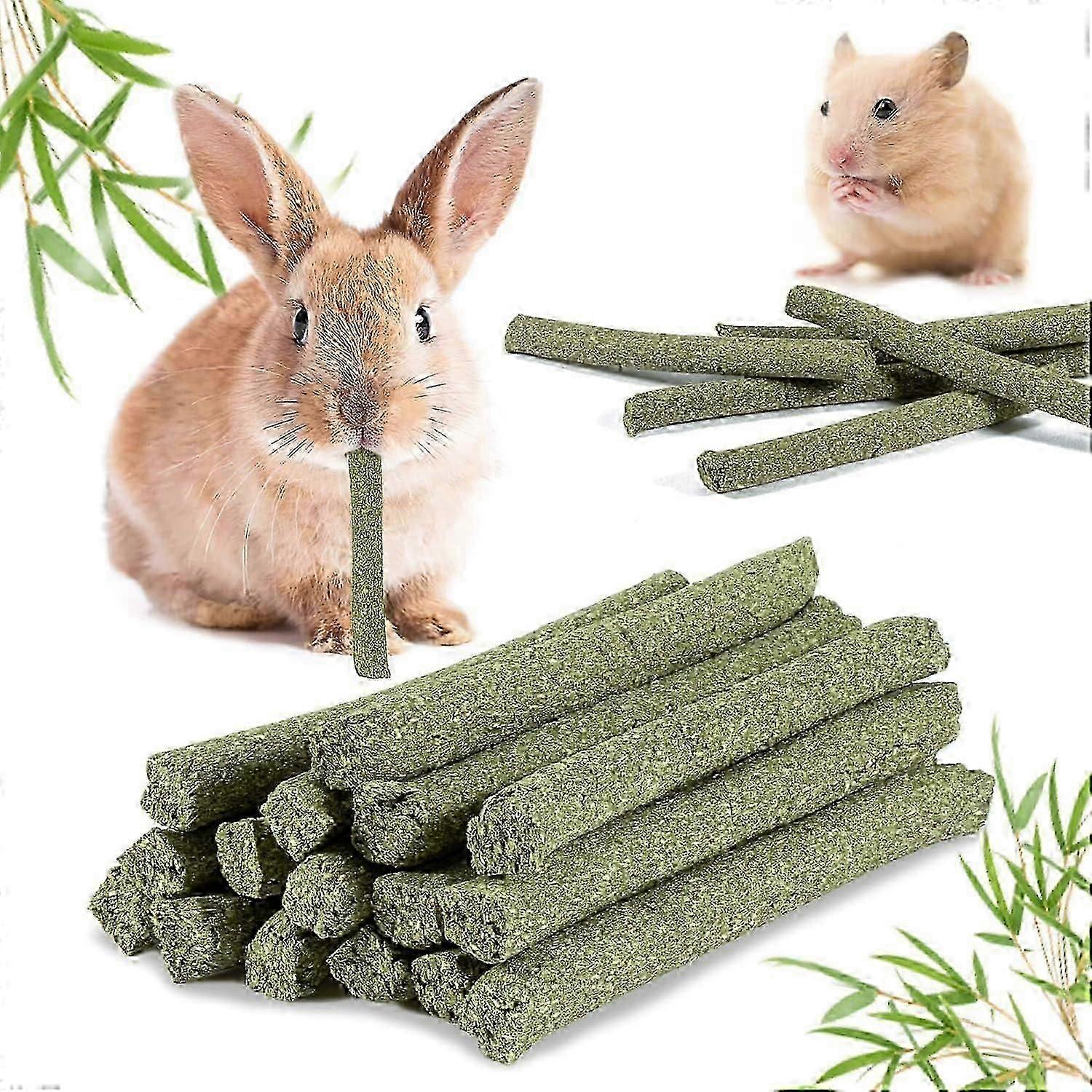 20Pcs Timothy Hay Chews Sticks Rabbit Chew Sticks Rodent Molar Snack for Chinchilla Squirrel Gerbil Hedgehog Chipmunk