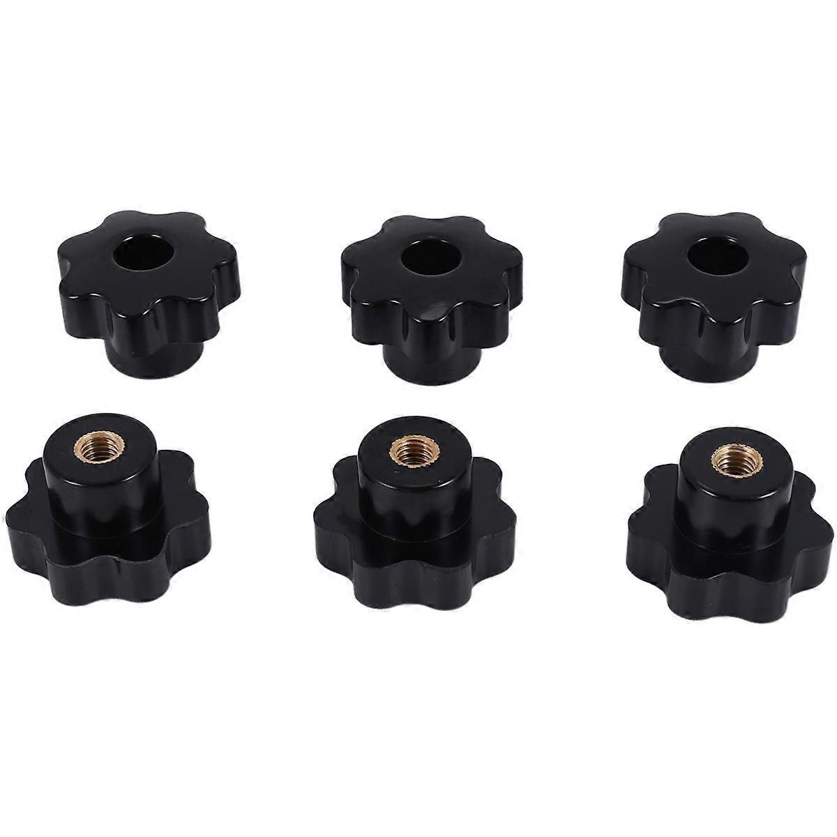 Maskinlås Riflet klemmuttere Knoppgrep M8 Innvendig gjenge 6 stk