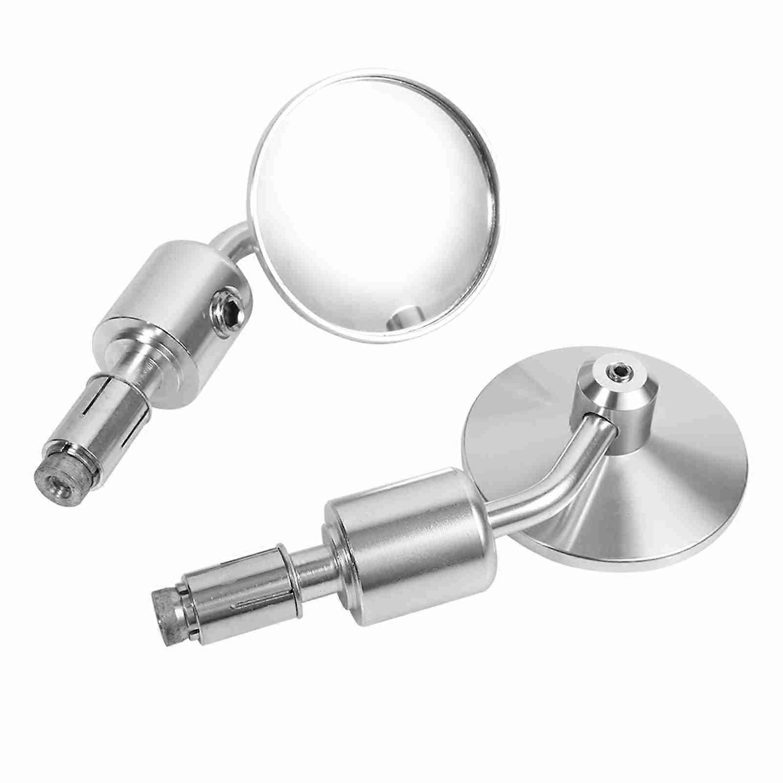 1 Pair 22mm Round Motorcycle Handlebar End Side Mirrors Silver