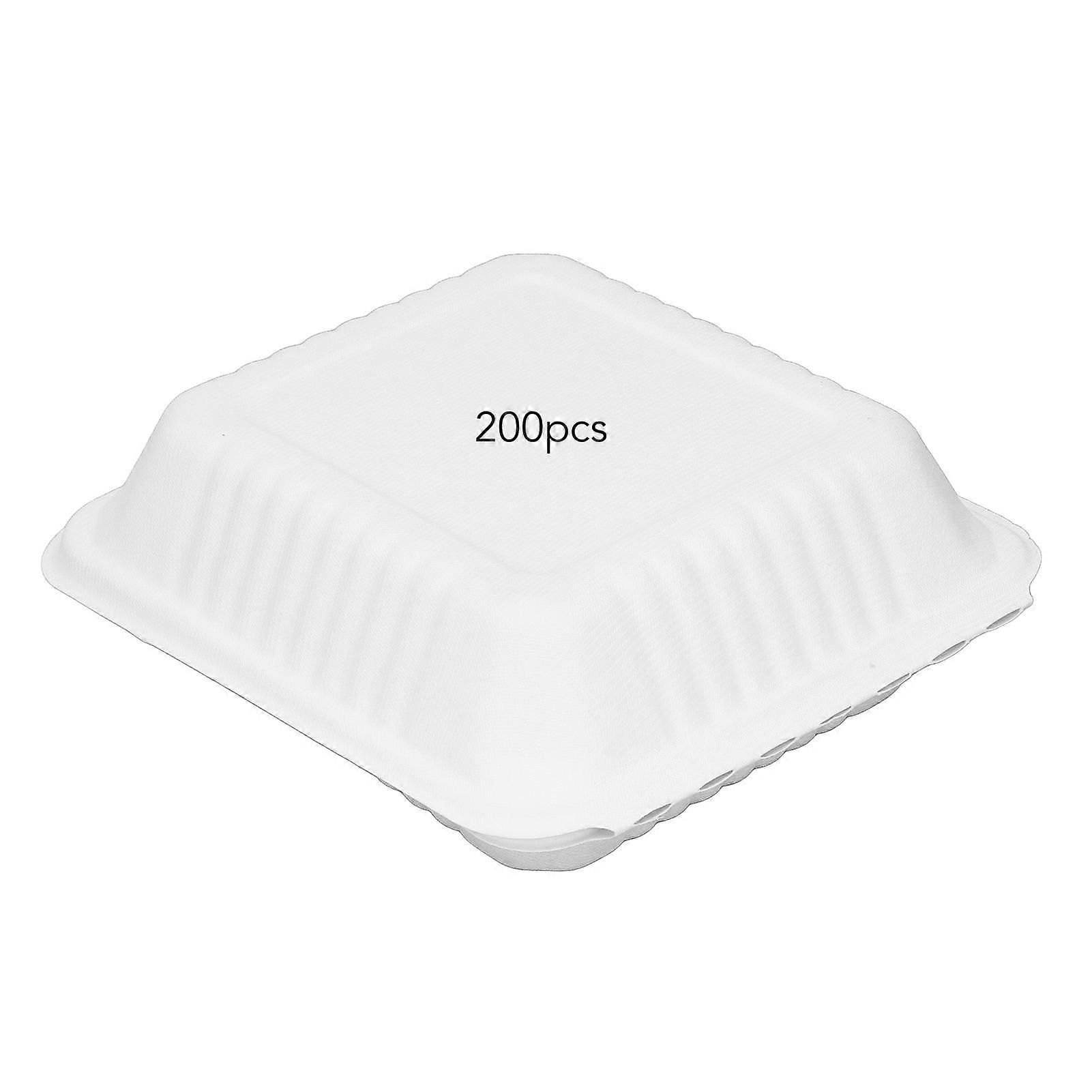 200pcs sortir les boîtes de nourriture à emporter 1 compartiment compostable à clapet Couvercle à charnière 8in