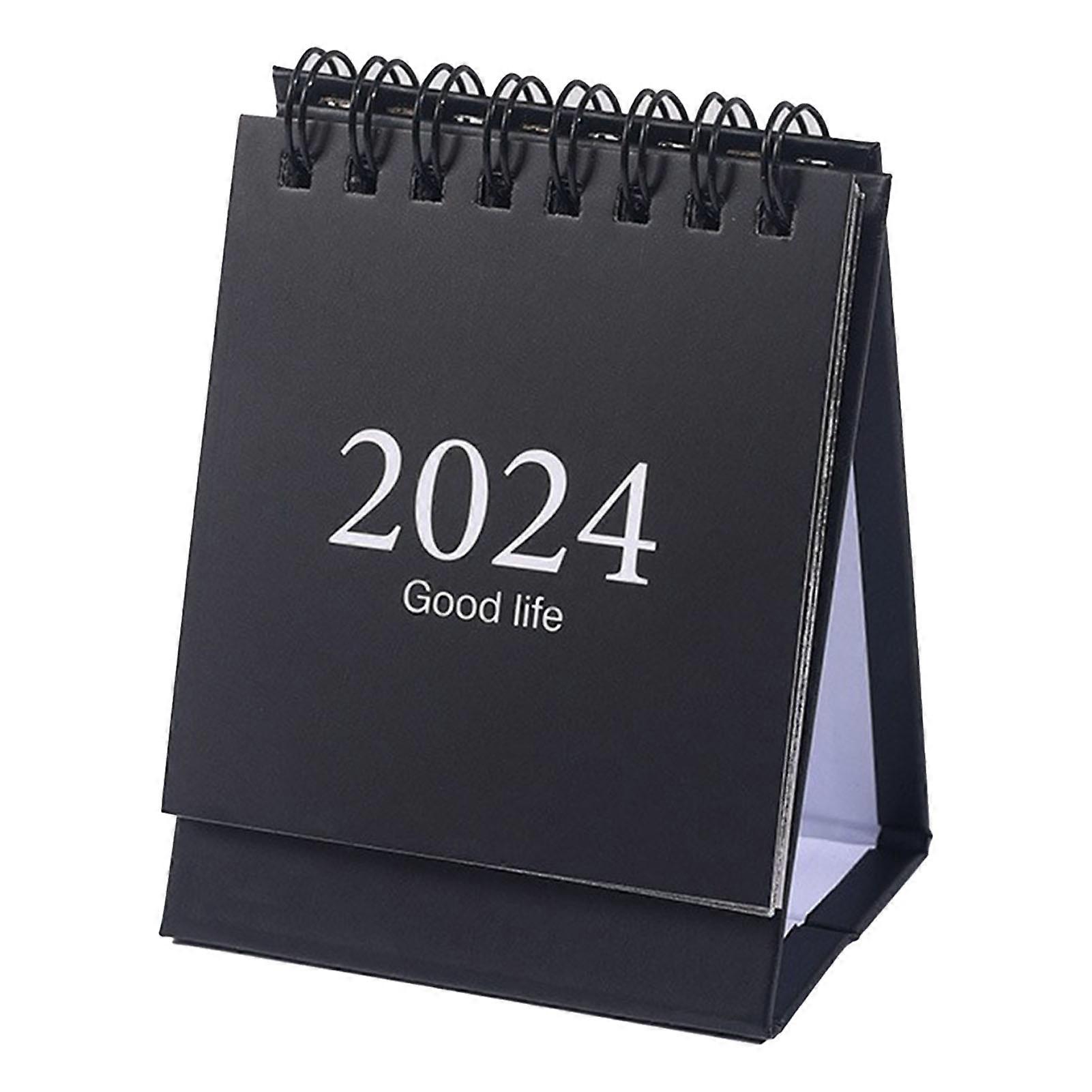2024 Mini Calendar Double Wire Coil Calendar Desktop Daily Planner for Home and Office Planning 105x75mm