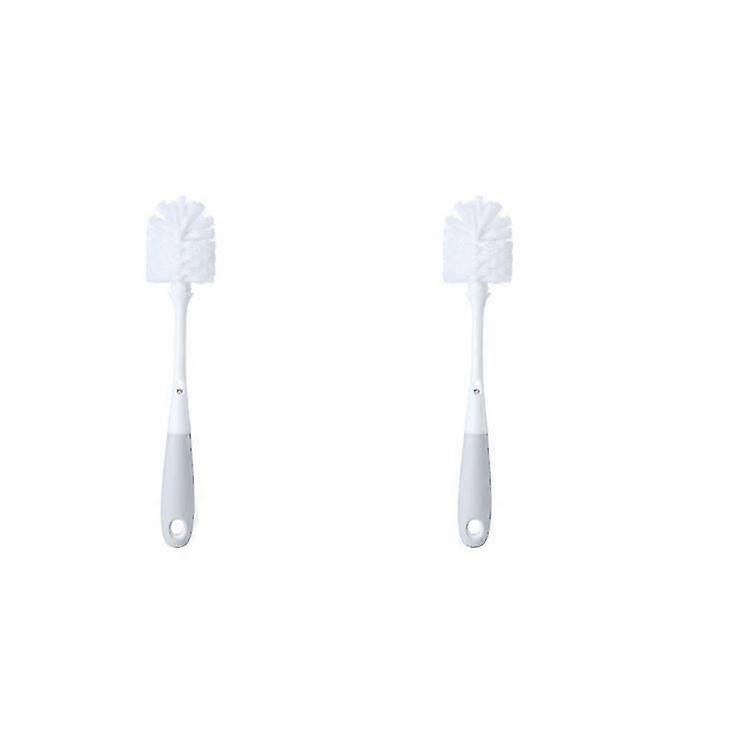 Set of 2 white long-handled bottle brushes