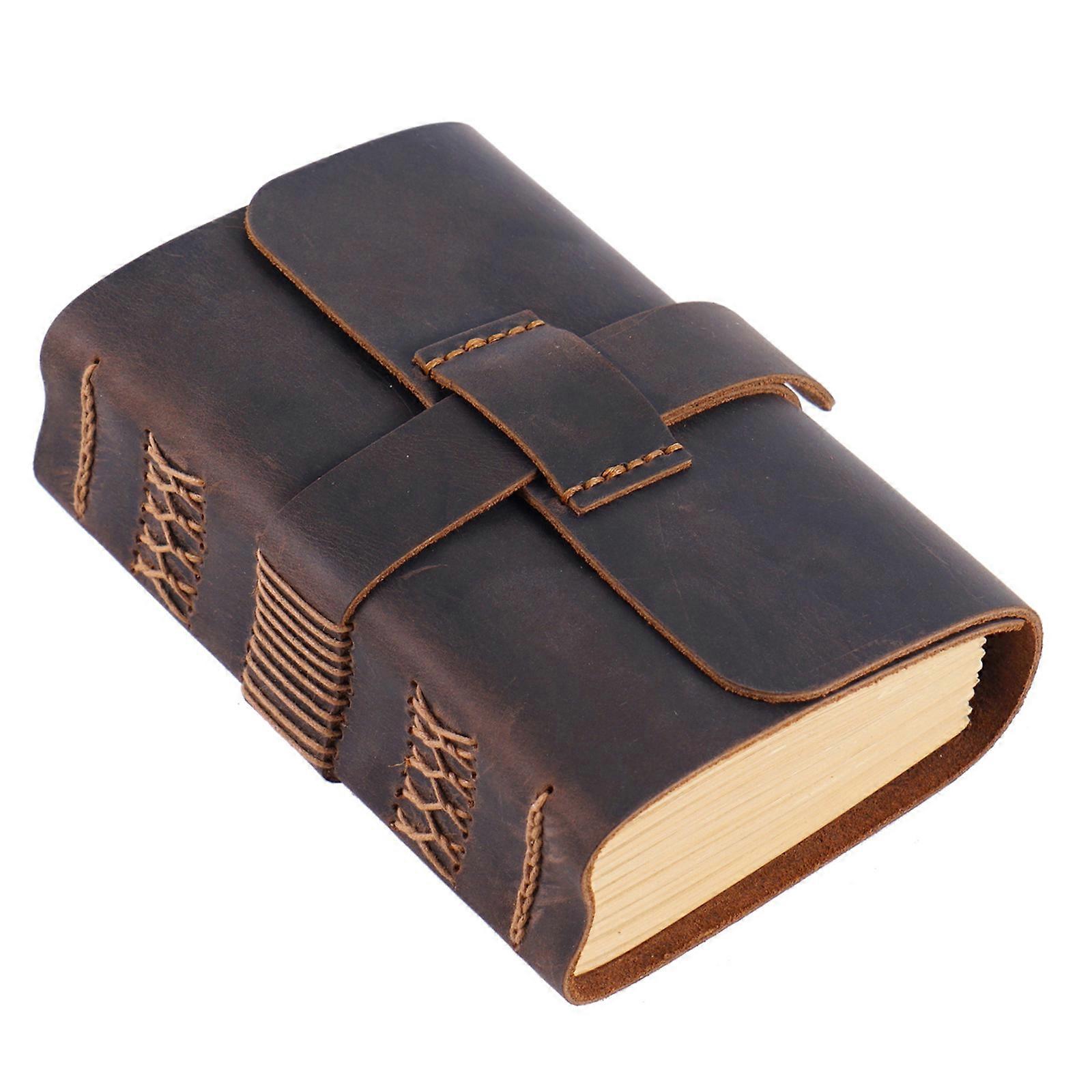Handmade Notepad Personal Travel Journal Notepad Embossed Notebook Personal Diary Sketchbook for Student Teacher School Coffee color
