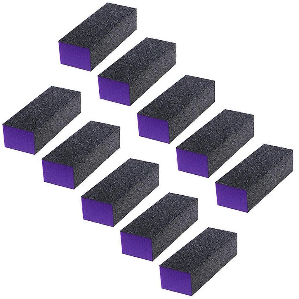 10 Pcs Black Purple Buffer Buffing Sanding Block Files Grit Nail Art Tool Set Black