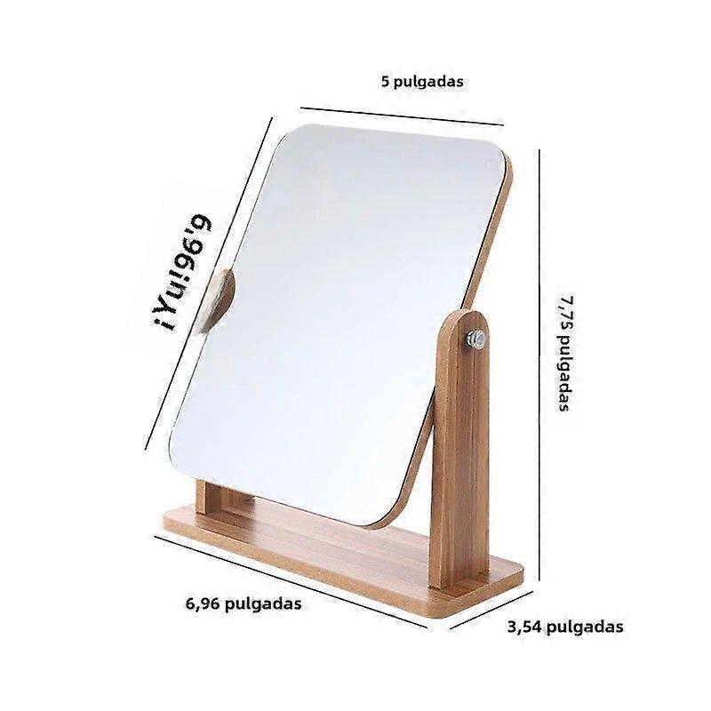 Foyer Mirror with 360 Degree Swivel Natural Wood Stand and Portable Magnifying Mirror for Tabletop and Bathroom