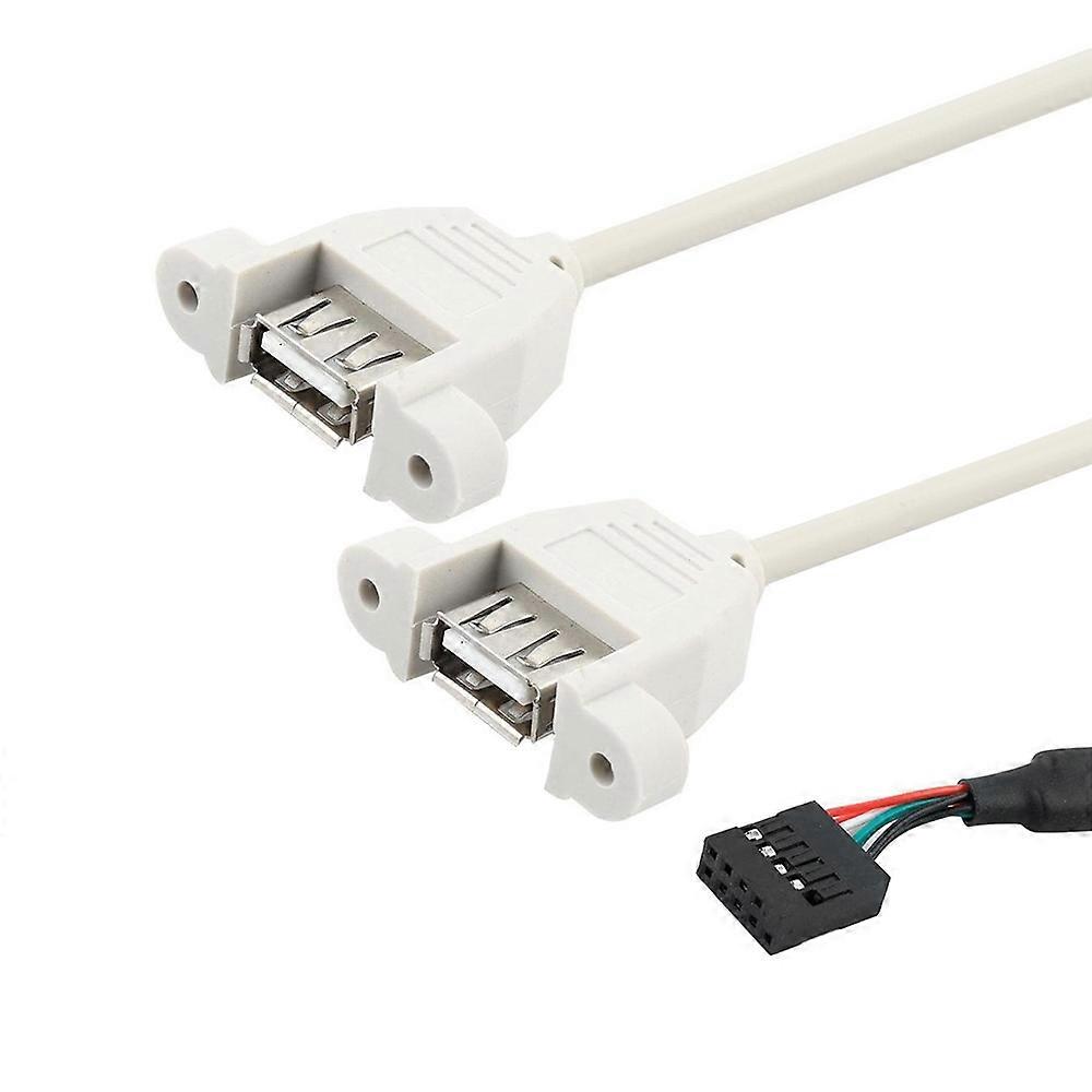 9 Pin Internal Header to 2x USB 2.0 AF Mount Pannel Cable, Length: 30cm