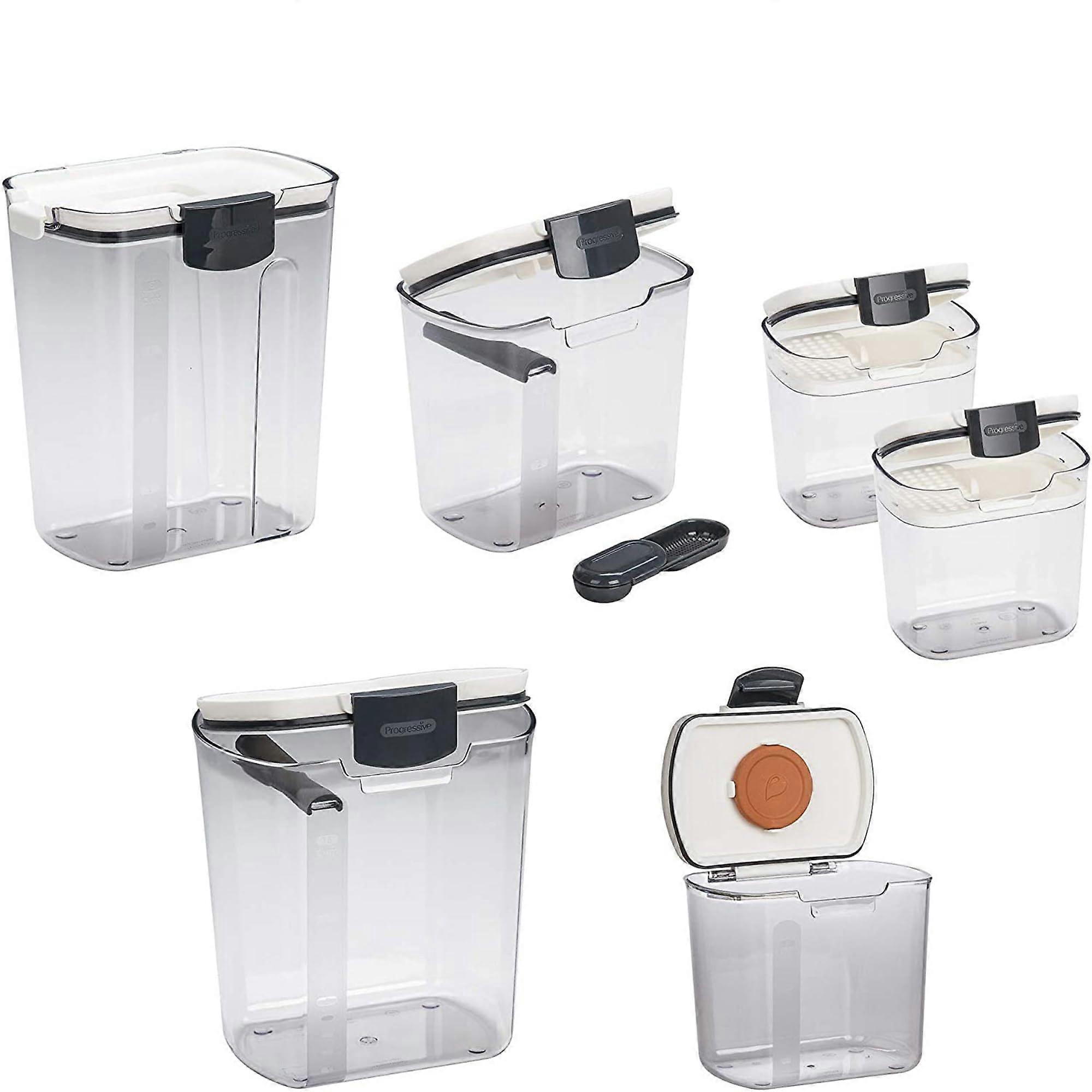6 Piece Airtight Food Storage Containers for Baking Essentials, Clear Plastic, Stackable, BPA-Free, 1-Liter Size