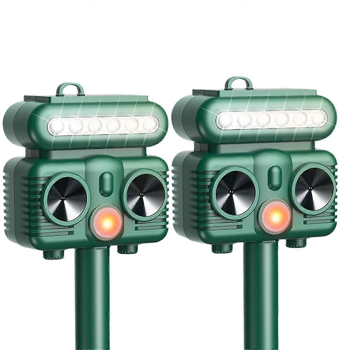 2PCS Ultrasonic Cat Dog Repellent Outdoor Waterproof Solar Animal Repellent Motion Detection for De