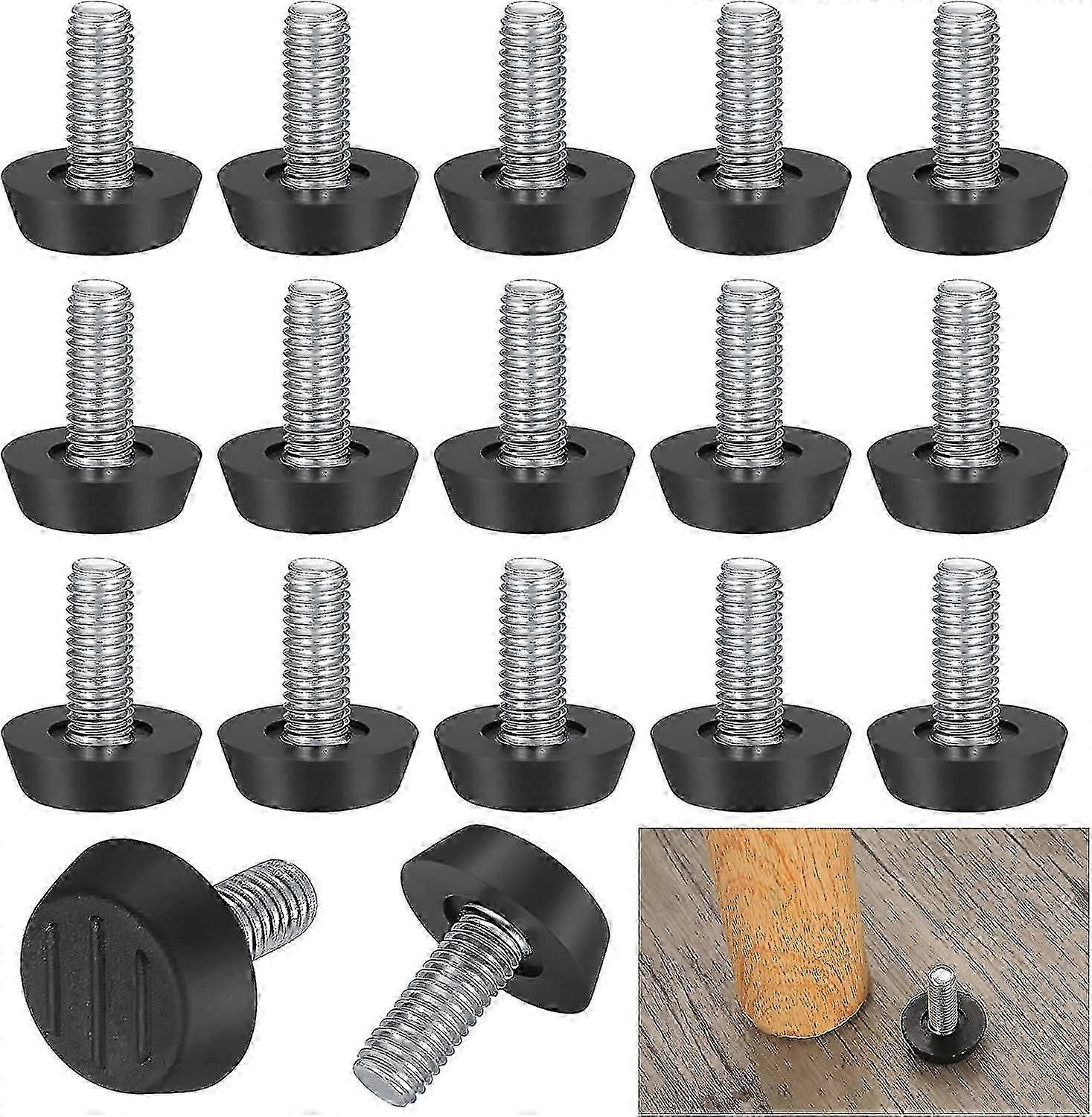 22 Pack picioare reglabile de nivelare mobilier, M8 X 23 X 27mm, șurub nivelare picioare, podea de protecție, bază rotundă, scaun picior șuruburi Starlight