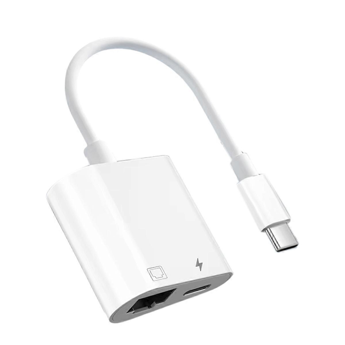 USB C to RJ45 Lan Adapter 100Mbps Network Card Hub with Type C Charging for TV Box PC Laptop Phone Connect Ethernet