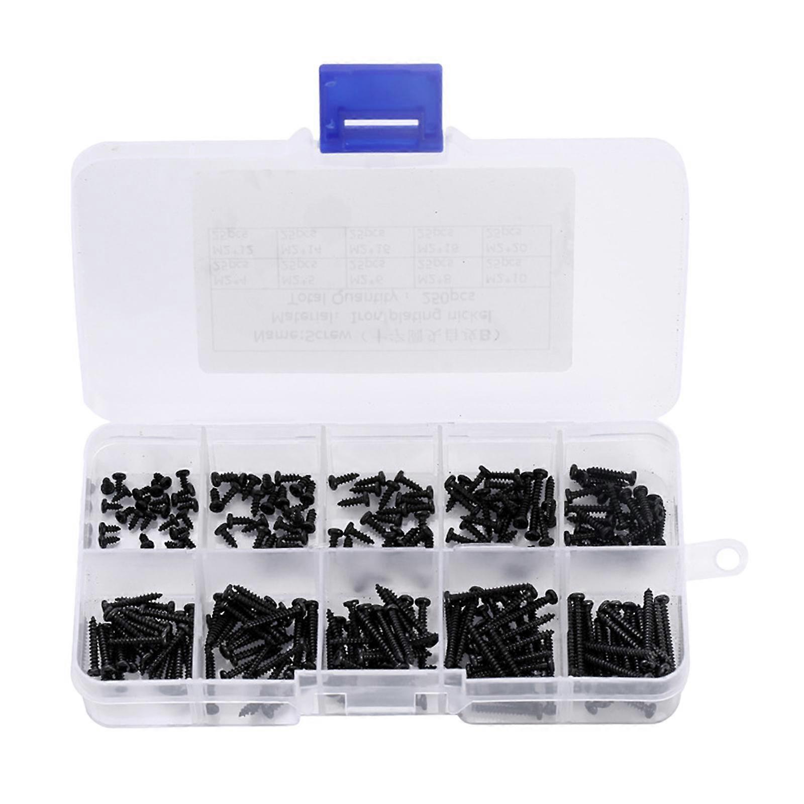 250Pcs M2 Self Tapping Screw Electronic Mini Screws with Storage Box DIY