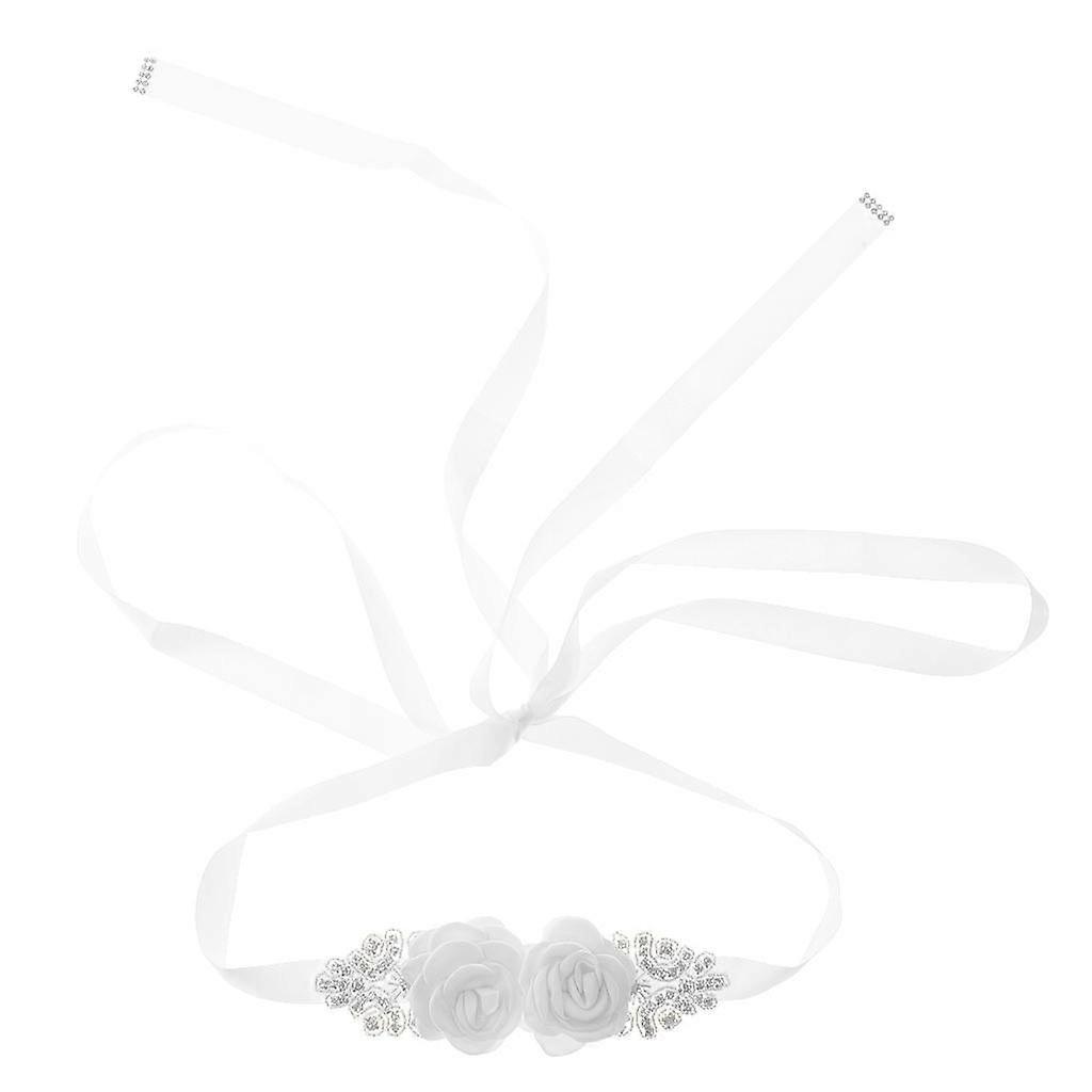 שמלת כלה לבן בלינג ריינסטון קריסטל חגורת אבנט