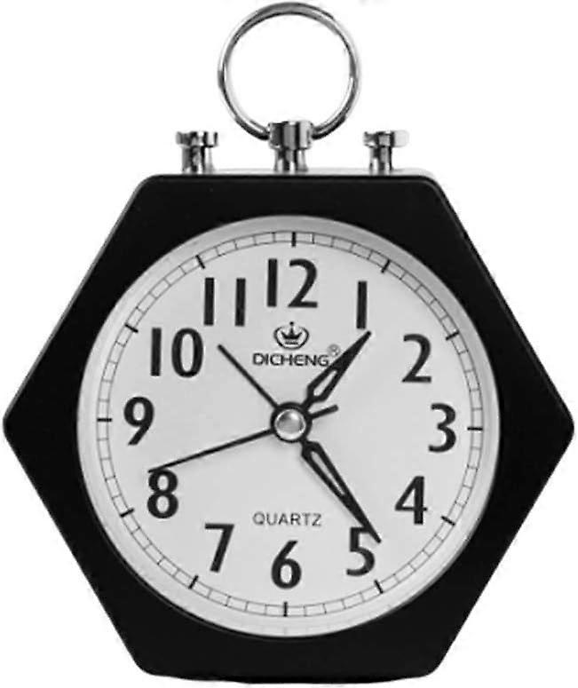 Small Table Clocks Decorative Analog Alarm Clock Hexagon Bedside Table Clock black