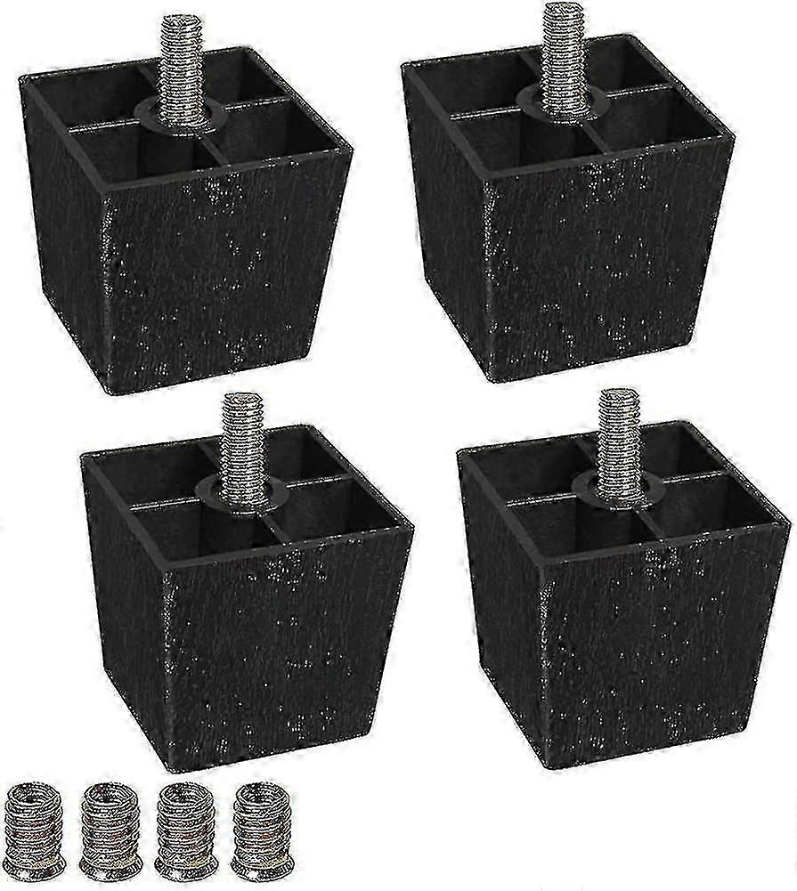 Pés de plástico para sofá de 2 polegadas, pernas para móveis, conjunto quadrado com 4