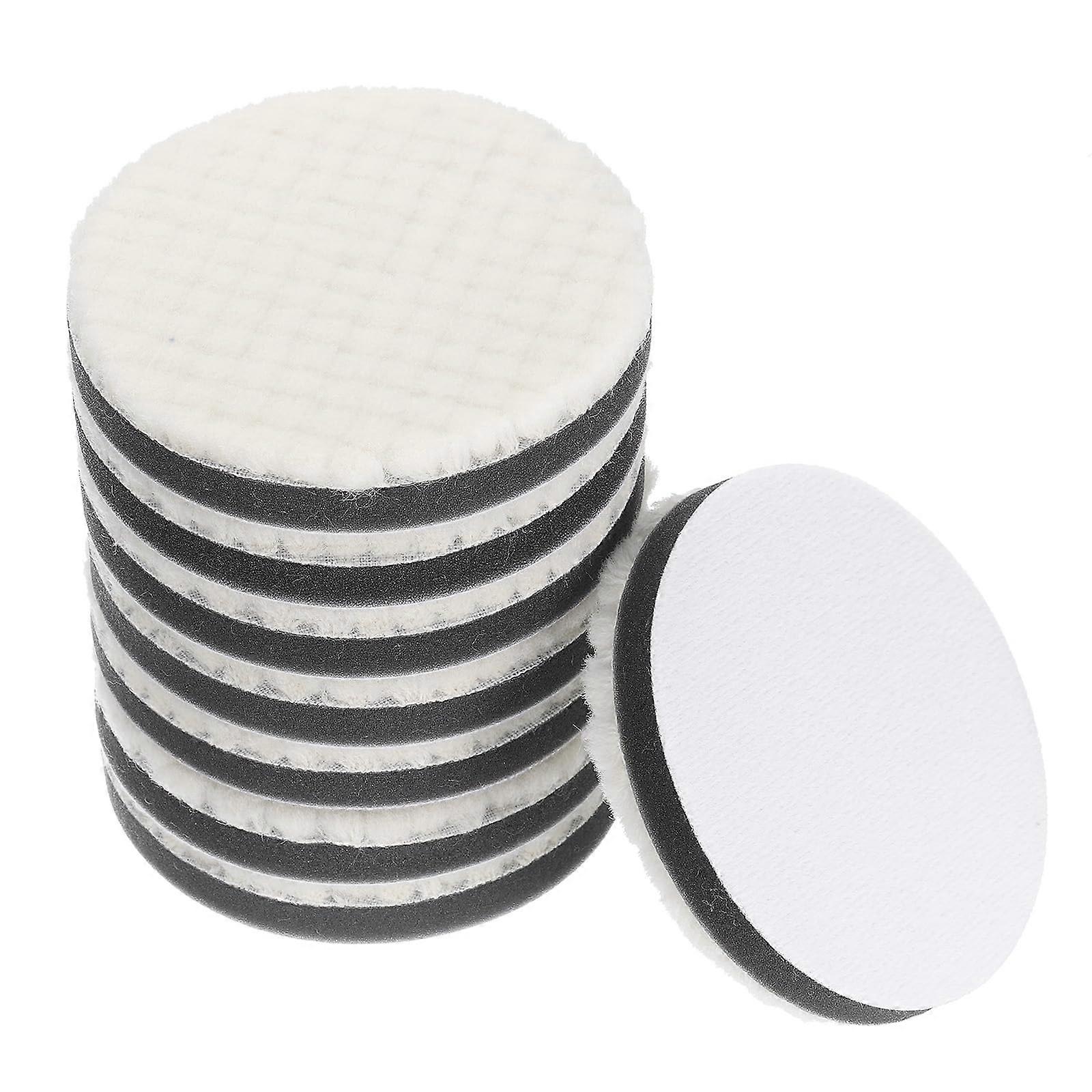 4' Wool Felt Sponge Polishing Pad Hook and Loop Buffing Wheel Medium Polishing for Orbital Polisher Buffer 8 Pcs
