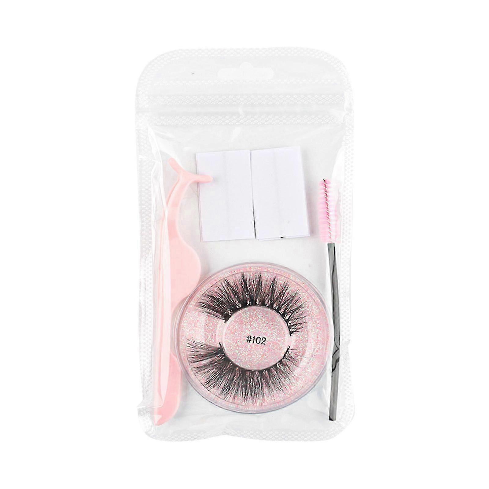 Self-adhesive False Eyelashes Without Glue Self-adhesive Eyelashes Quick-adhesive Double Glue Eyelashes With Eyelash Curler, Eyelash Brush PU6757
