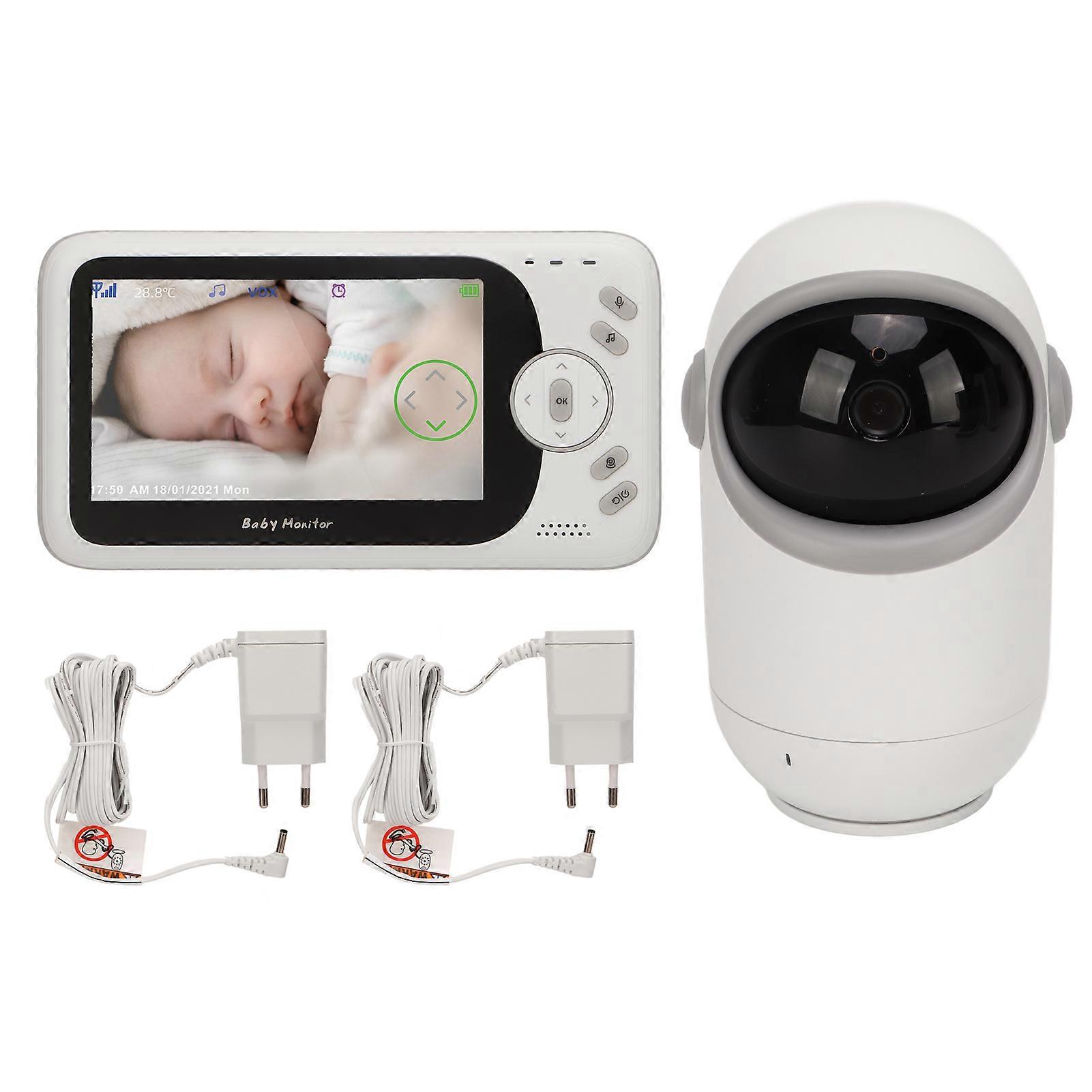 Smart Night Vision Baby Monitor with 2-Way Intercom, Temperature Display, and Music