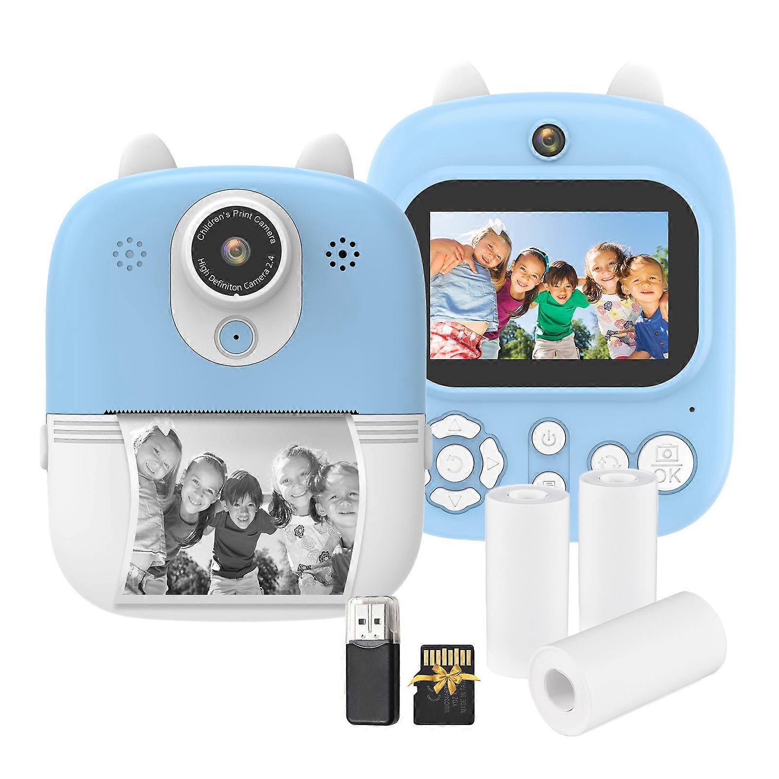 Kids Instant Print Camera Digital Camera for Kids 1080P Digital Video Camera Dual Lens 2.4 Inch IPS Screen Built-in Battery with 32GB TF Card & USB C