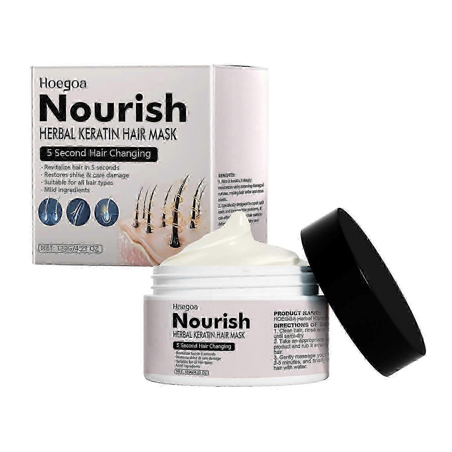 Le masque capillaire à la kératine Hoegoa hydrate, hydrate, soigne et nourrit les cheveux