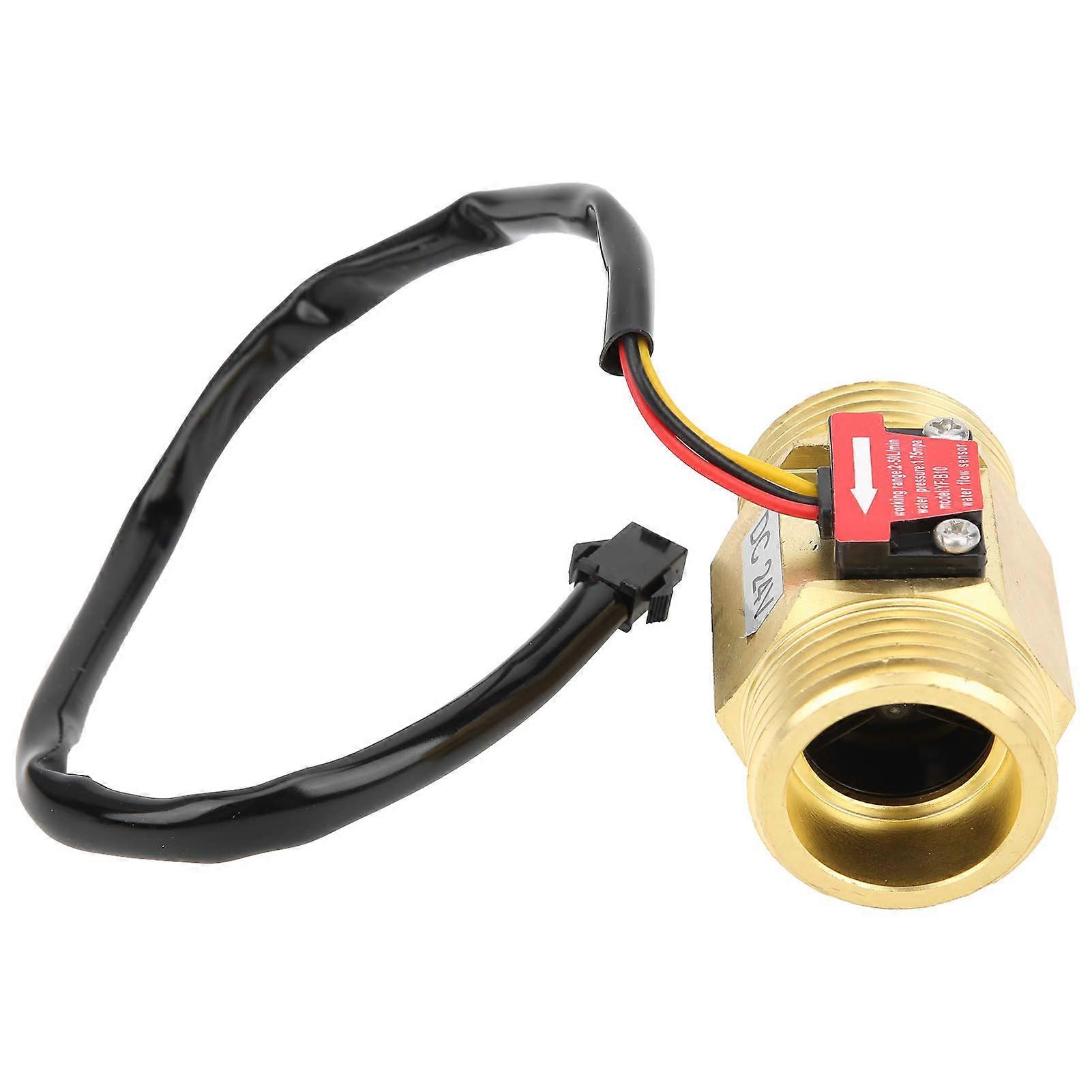 Water Sensor YF-B10 G1in Male Thread Brass Hall Effect Flowmeter for Water Heaters DC24V 2-50L/MIN Liquid Measurement