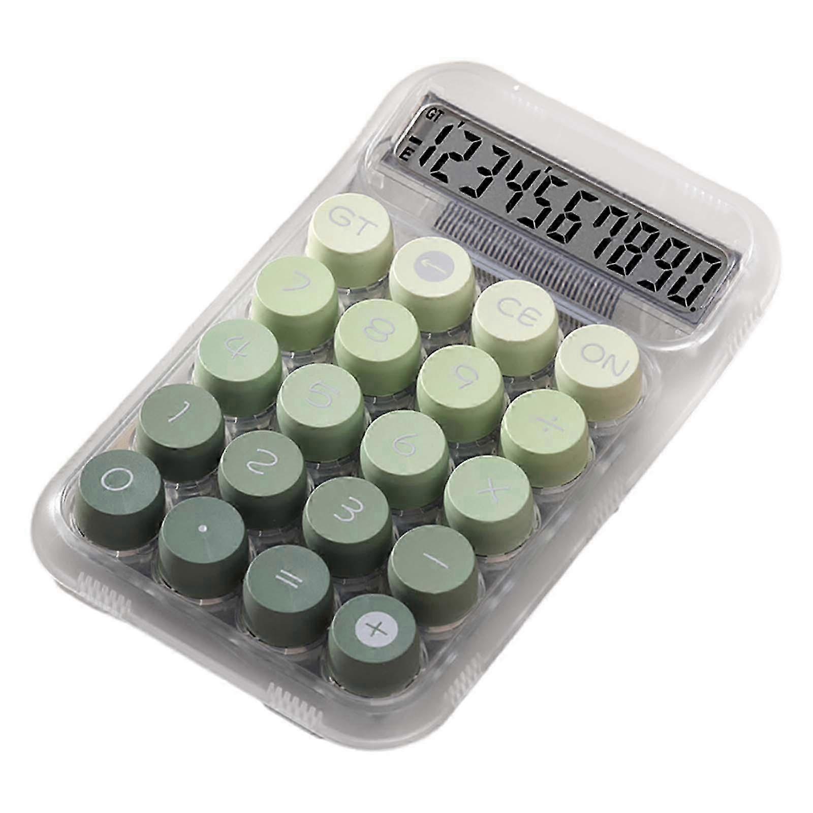 Mechanical Keyboard Calculator Clear Handheld,Easy to Read with LCD Display Desk Calculator for Daily and Basic Office School-color: Green