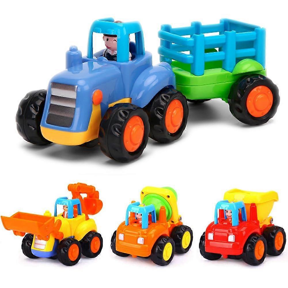 Push And Go Friction Powered Cars Construction Vehicles Set For Toddlers Tractor Bulldozer Mixer Dumper 1 2 3 Year Olds