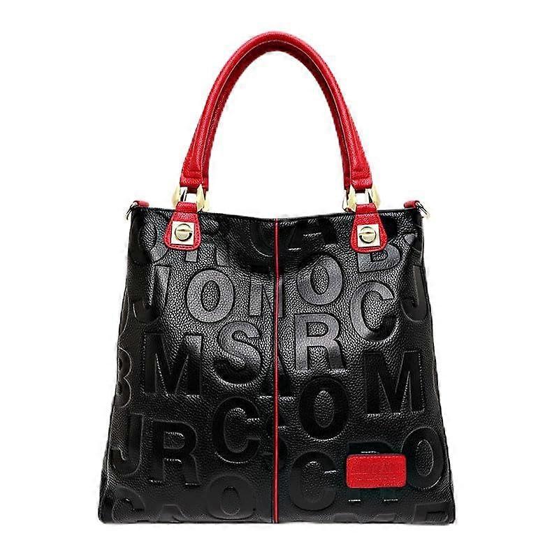 Trendy Women's Bag Large-Capacity Tote With Embossed Letter Pattern Cowhide Material Original Design