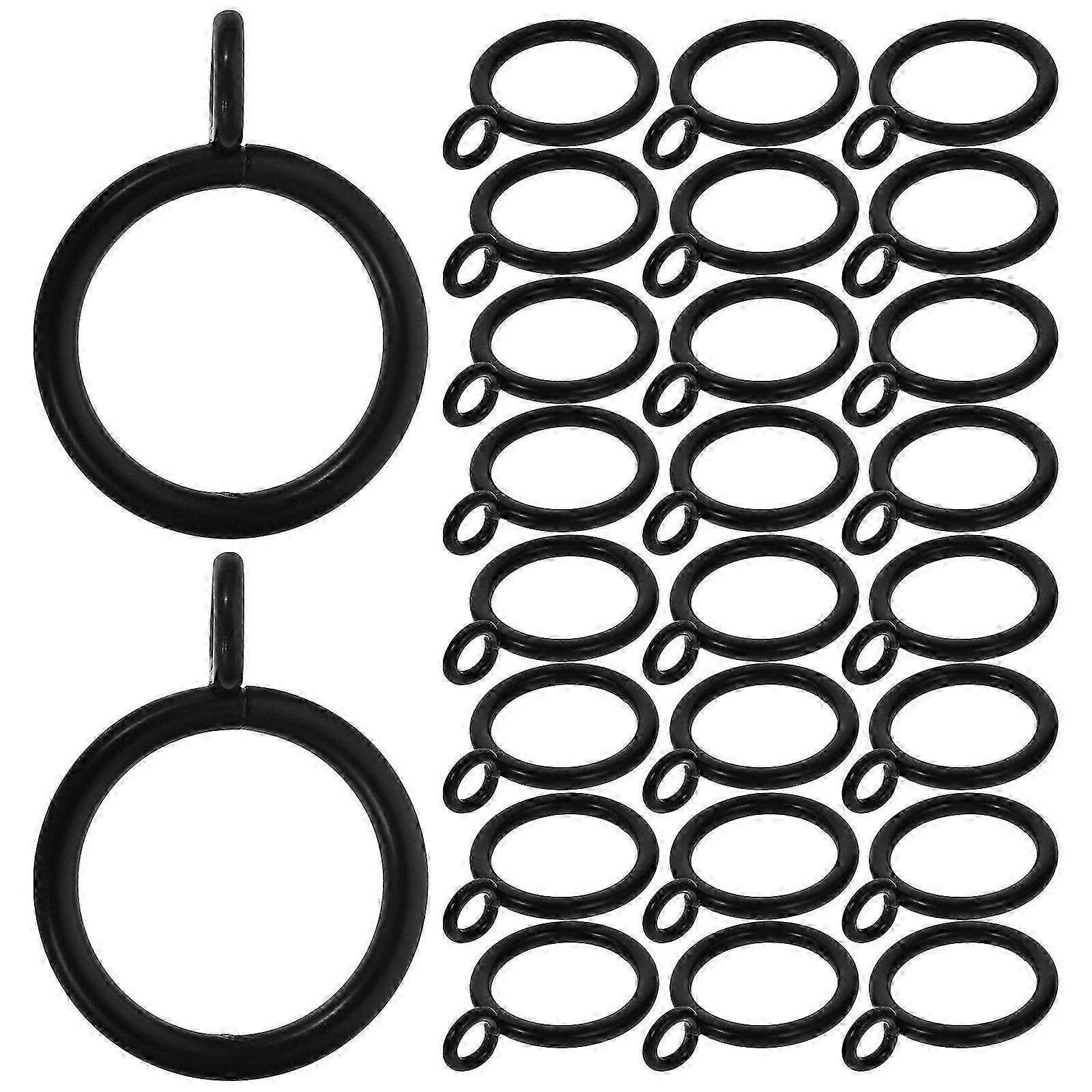 40szt czarne kółka do zasłon z oczkami do drążków draperii - 4,2x3,2x1,2cm