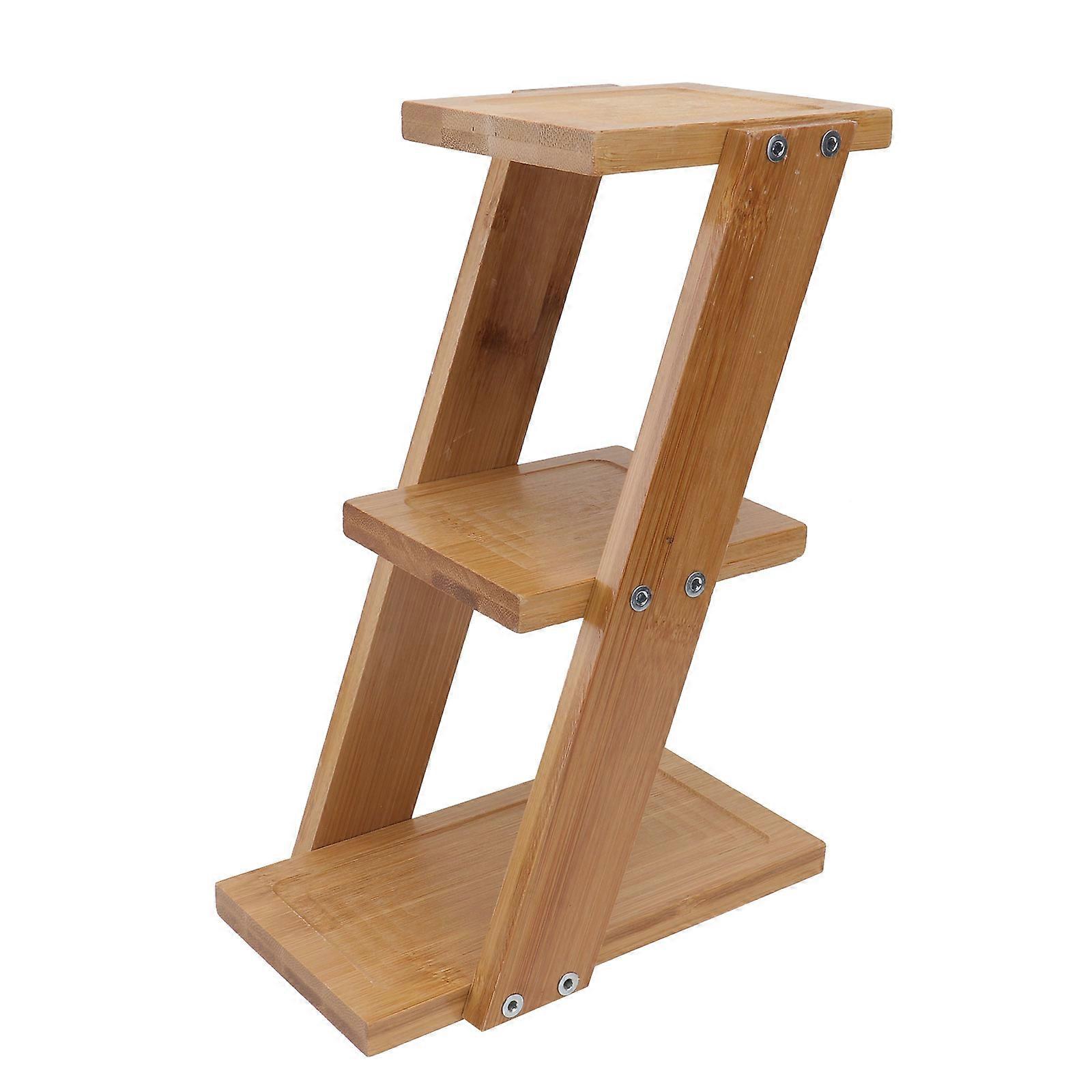 1Pc Multi Layer Bamboo Flower Rack Elegant Desktop Plant Stand Home Storage Shelf