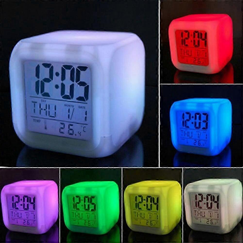 2025 Silent Digital Clock with 7 Colors Changing LED Display